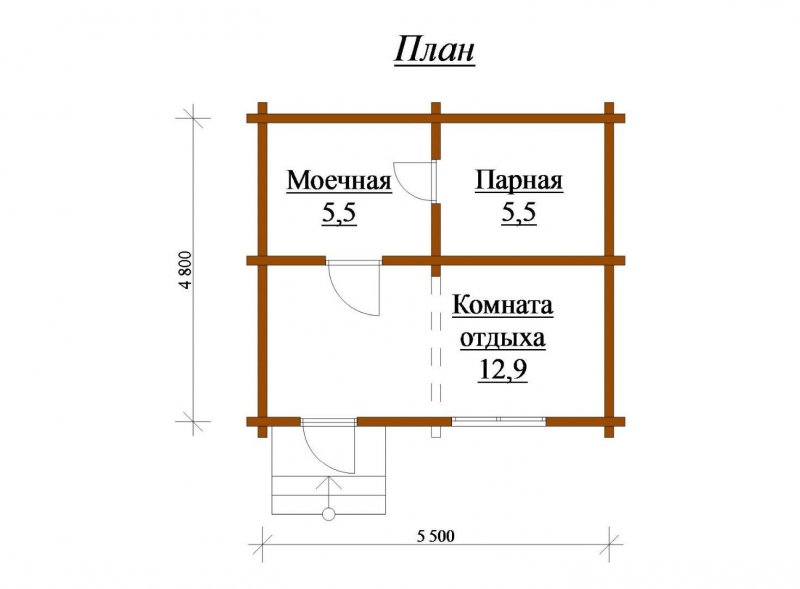 Баня из профилированного бруса 6*3 план