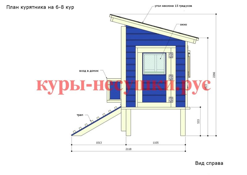 Чертеж курятника на 10 кур