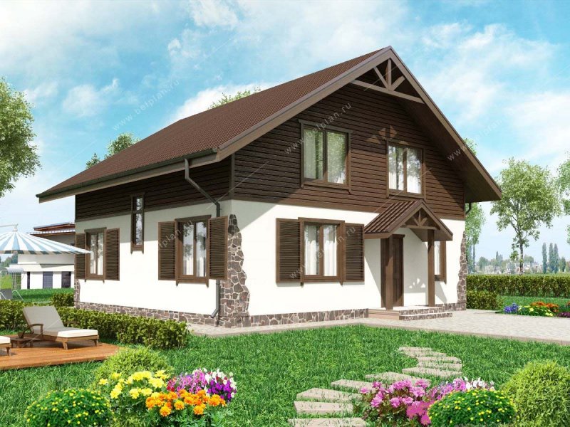 Шале с мансардой из газобетона