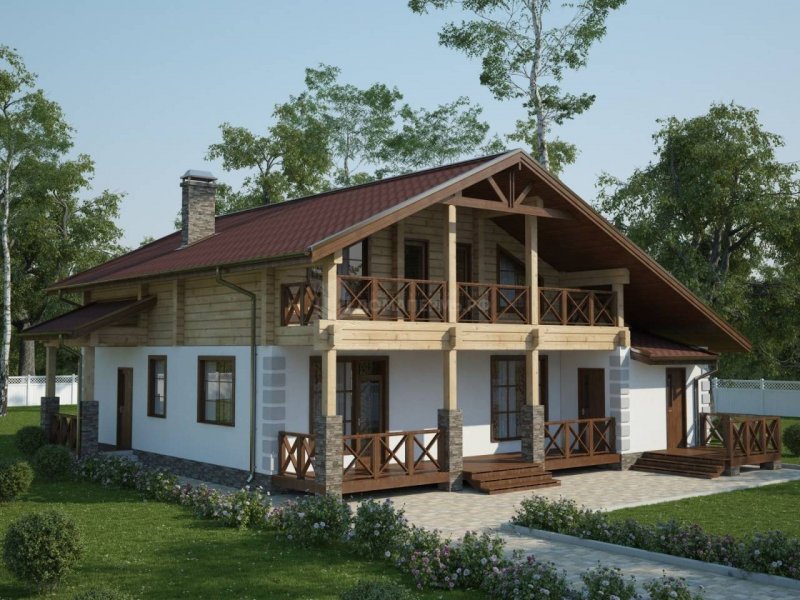 Комбинированные дома из кирпича и дерева