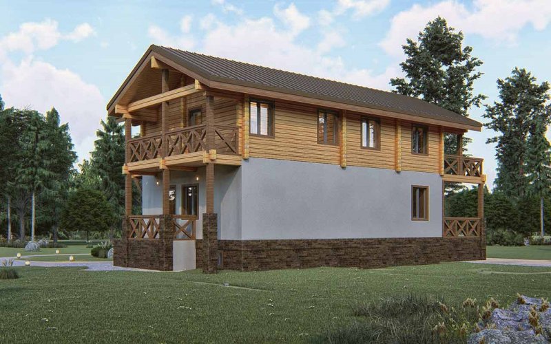 Комбинированный дом из кирпича и бруса