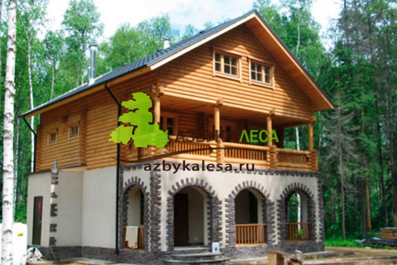 Комбинированный дом бревно