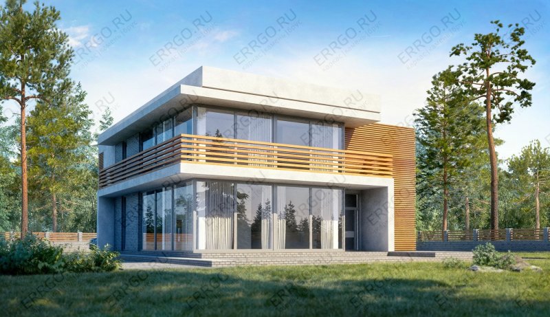 Дом с плоской крышей монолит 170 м