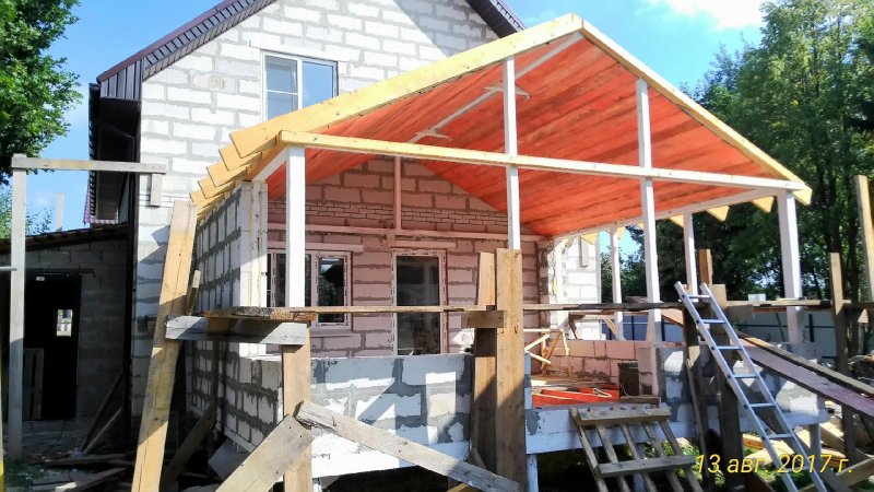 Веранда к дому из блоков