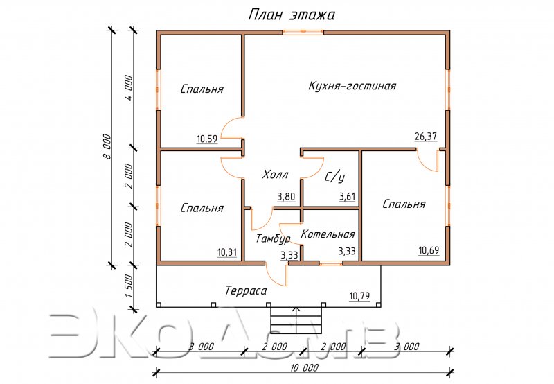Проекты маленьких одноэтажных домов с одной спальней
