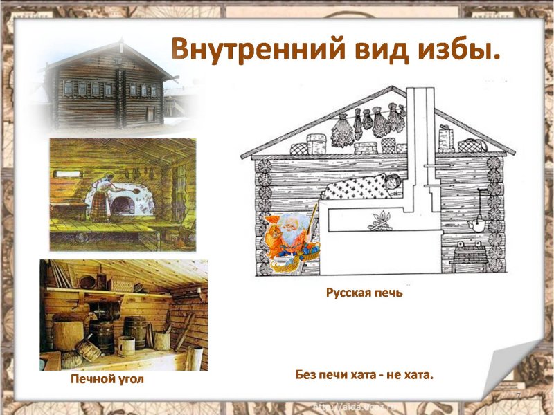 Внутреннее устройство русской избы