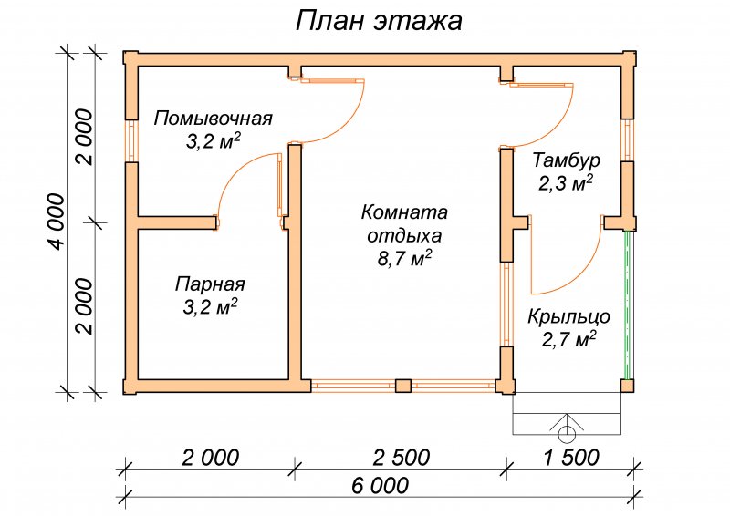 Баня 6х4 планировка из бруса
