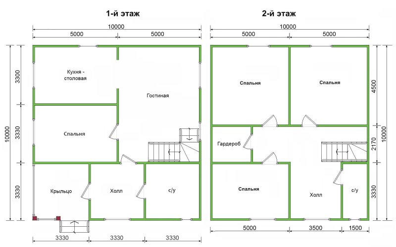 Планировка дома 10х10 с мансардой
