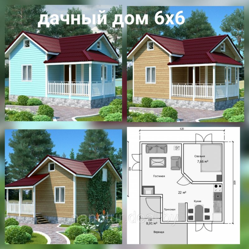 Проекты дачных домов 6х6