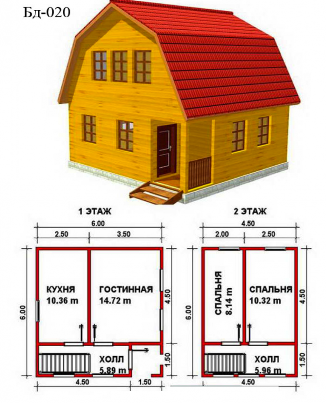 Проект дачного дома 6х6 с мансардой из бруса