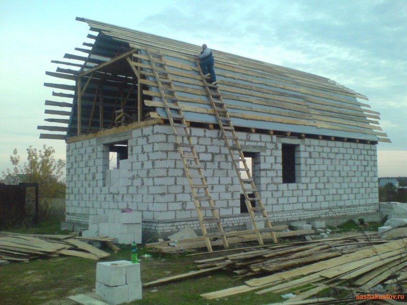 Крыша мансарда из пеноблоков