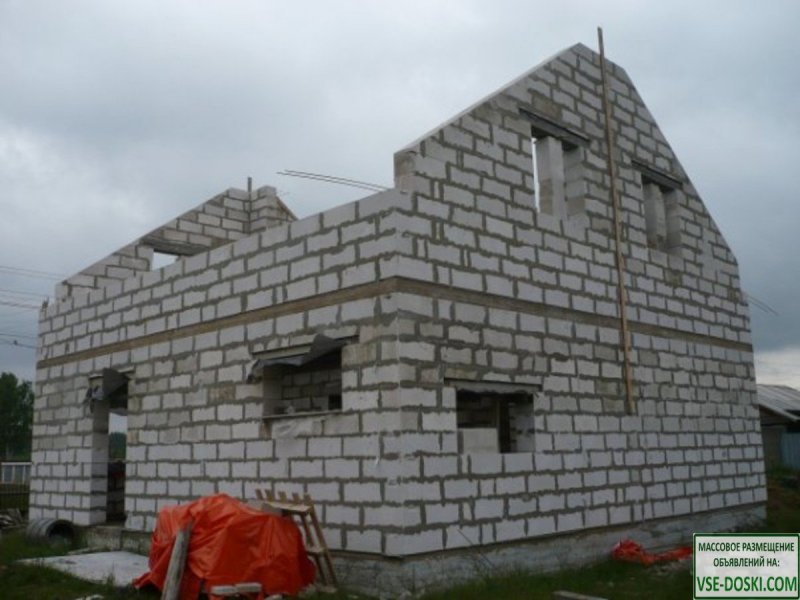 Фронтон дома из газобетона