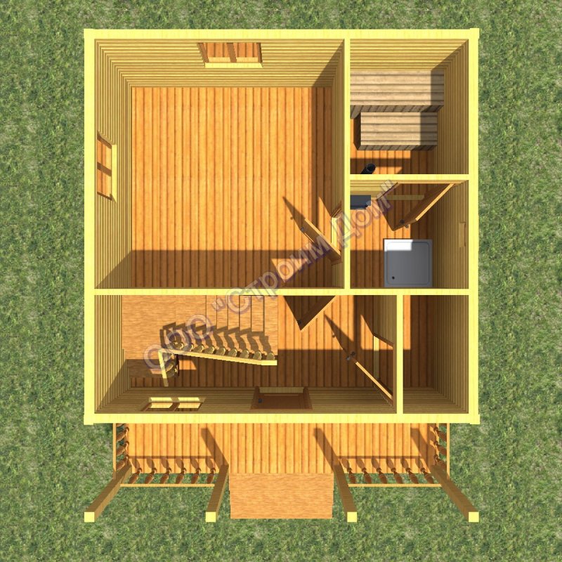 Планировка бани 6х6 изнутри