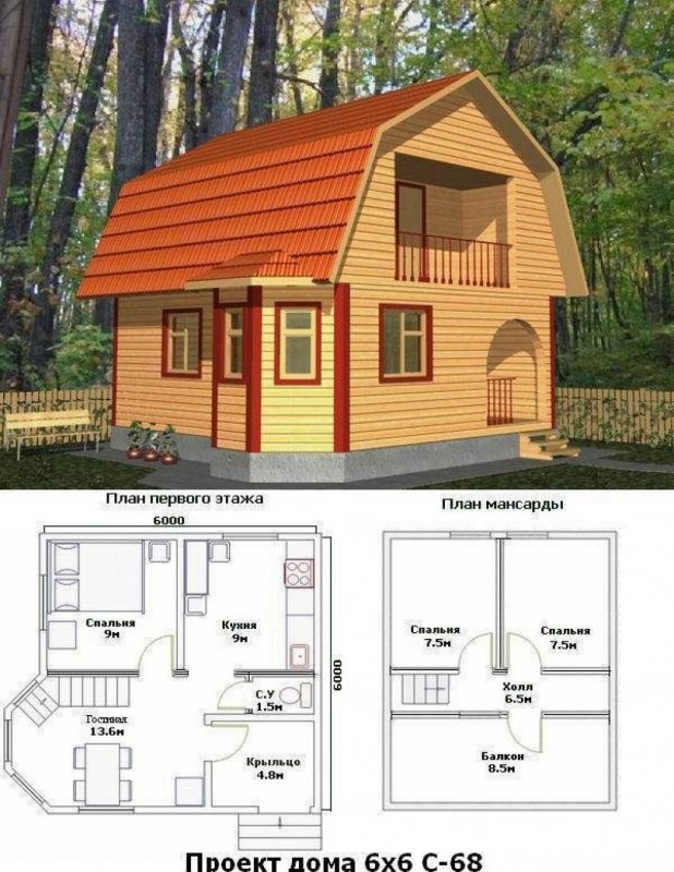 Планировка дачного домика 6x7