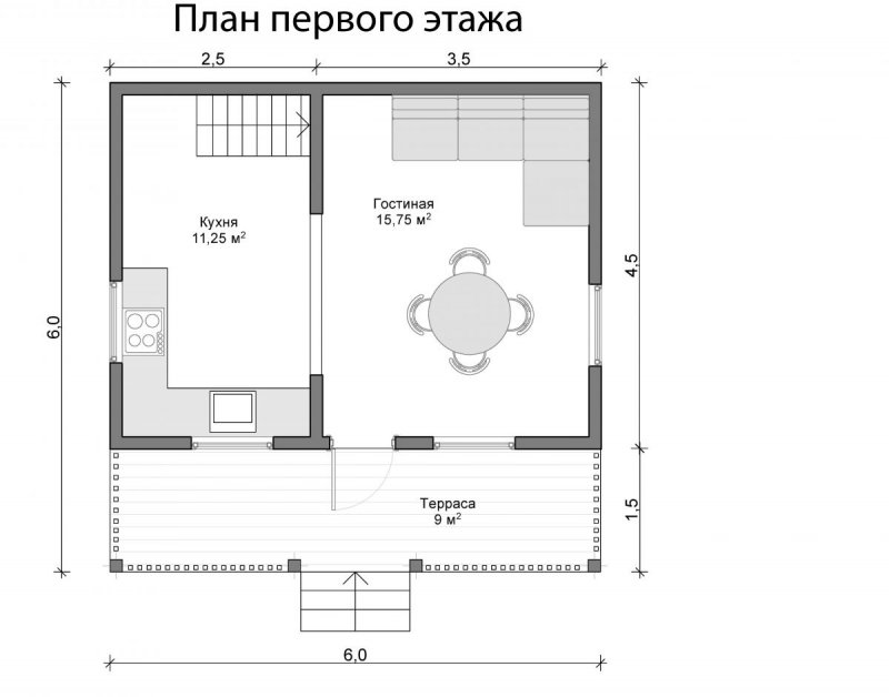 Дачный дом 6х6 планировка из бруса