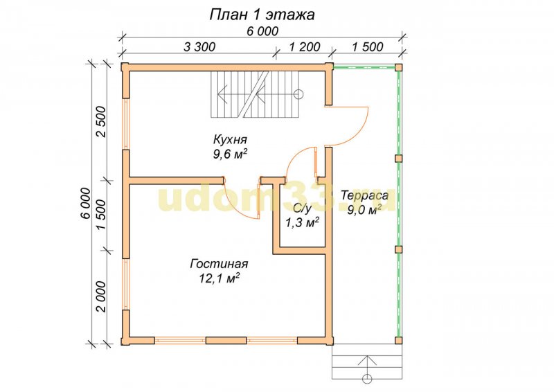 Планировка дачного домика 6х6