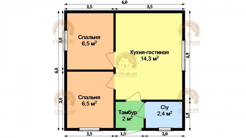 Проект дома из бруса 6х6 одноэтажные