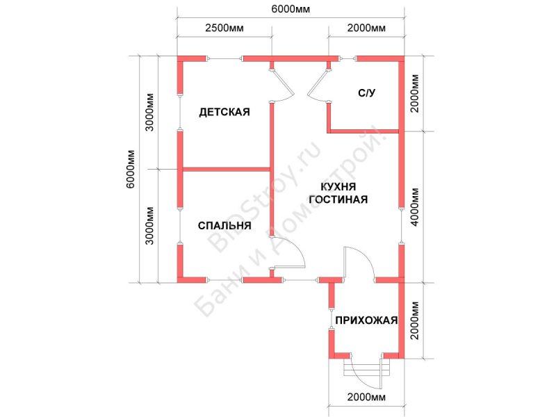 Проект каркасного дома 6х6 одноэтажный