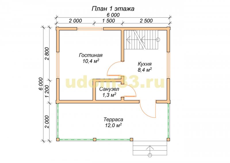 Дачный каркасный домик 6х6 планировка