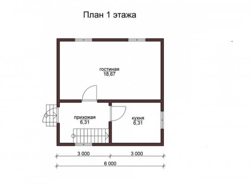 План домика 6х6