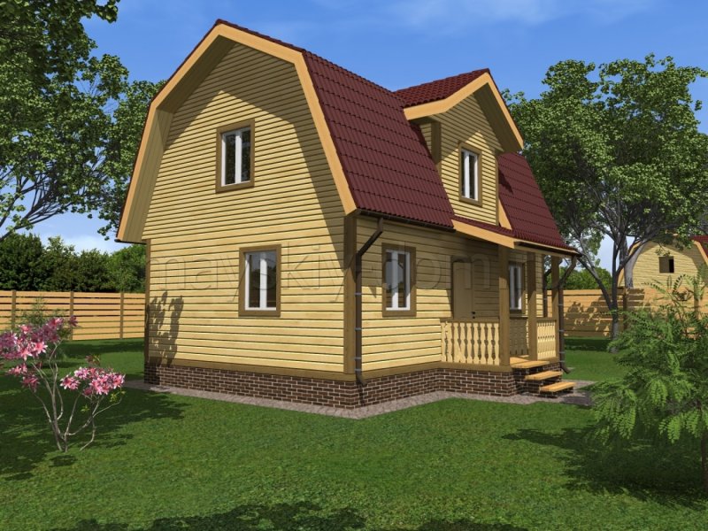 Проект дома из бруса с ломаной крышей