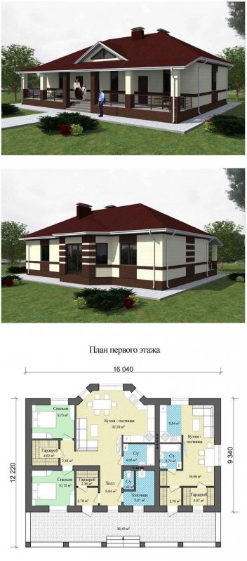 Проекты трехкомнатных одноэтажных домов с гаражом