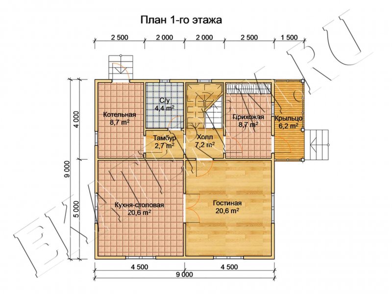Планировка дачного дома 6х8 одноэтажный
