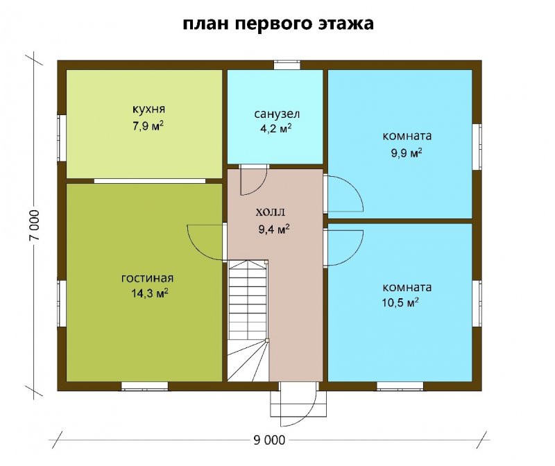 Каркасный дом 9х7 проект 303