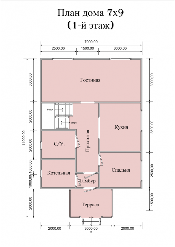 Планировка дома 7х11