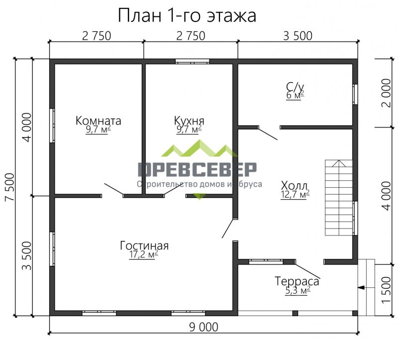 Дом из бруса 7х7 с мансардой планировка