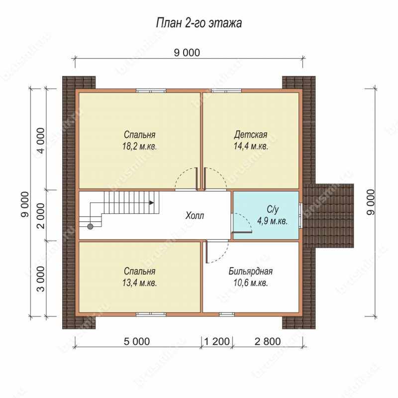 Планировка второго этажа 9х9