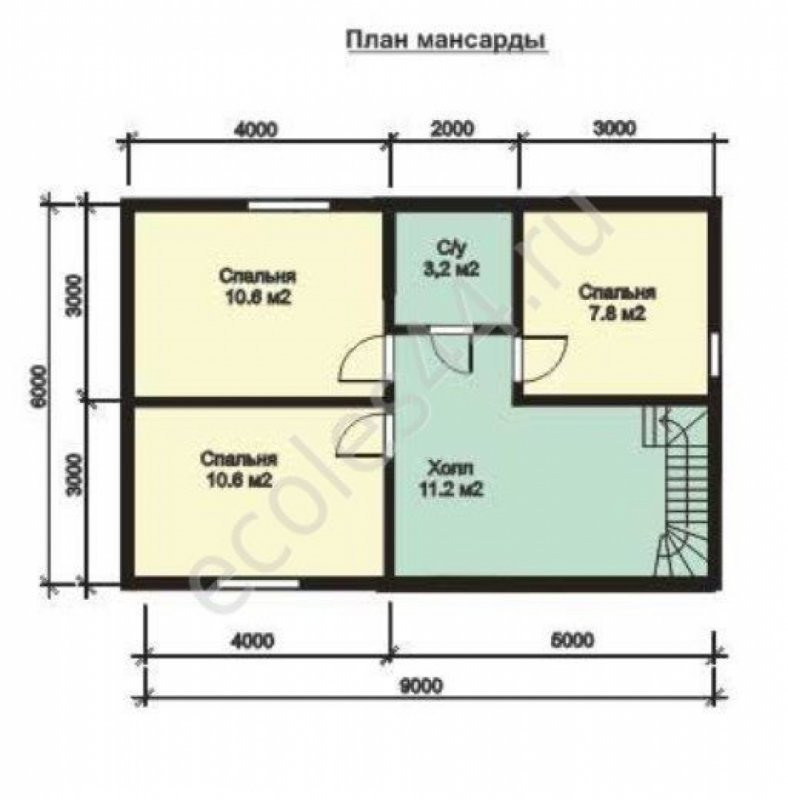 Дом из бруса 9х9 с мансардой планировка