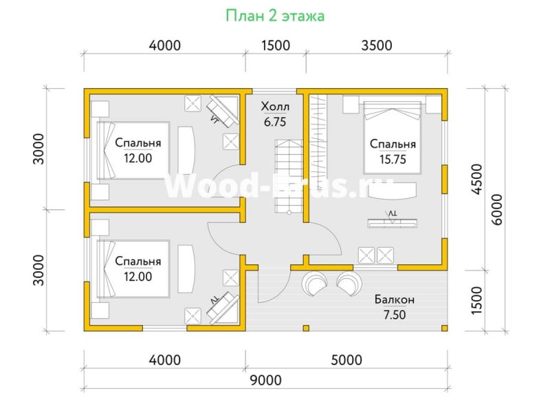 Планировка дома 6 на 9 двухэтажный