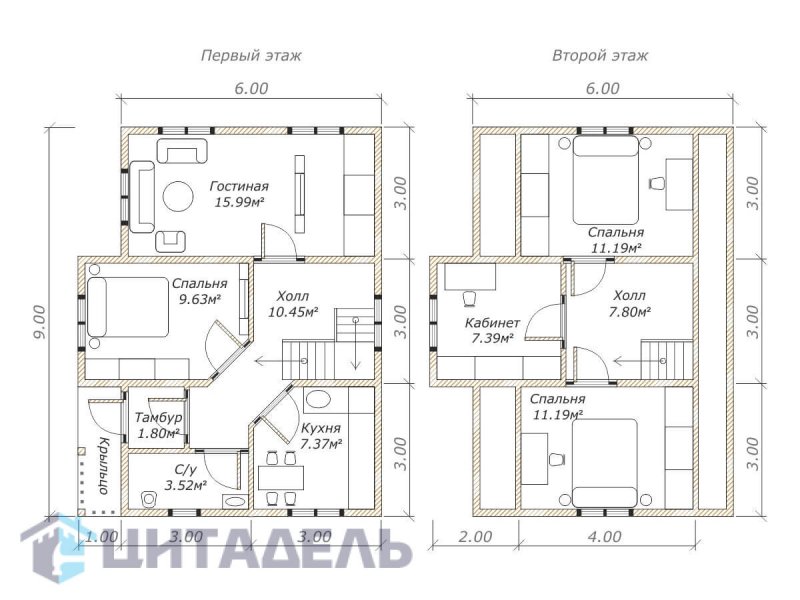 Проекты домов 6х9 двухэтажный