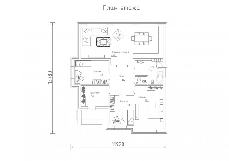 Проект одноэтажного дома 160 м2