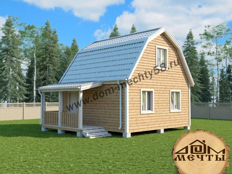 Дом из минибруса 6х6 с мансардой