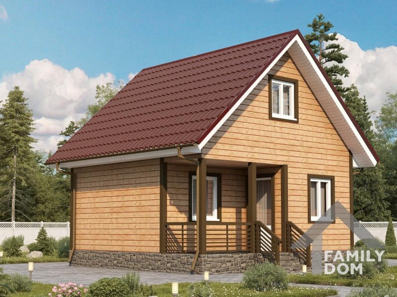 Дачный дом с мансардой 6х6м