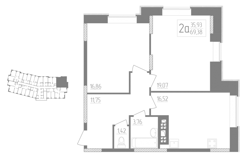 Планировка однокомнатной квартиры 35 м2