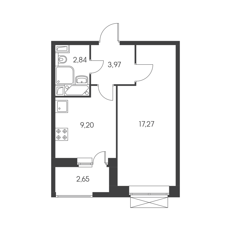 Планировка 1к 30кв