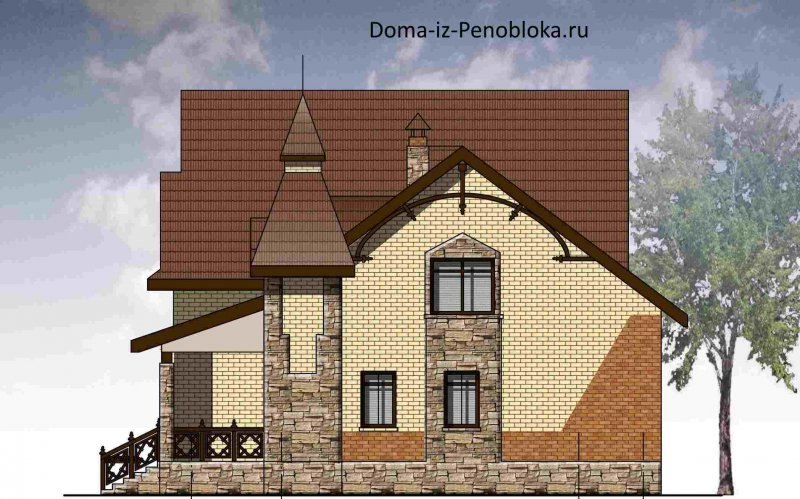 Дом мансардного типа из кирпича