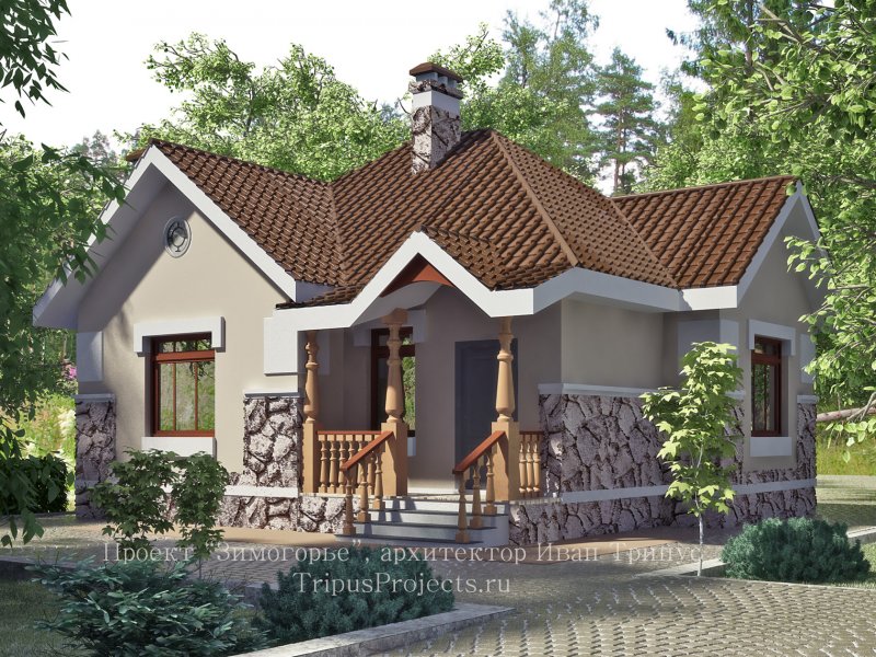 Кирпичный дом с многощипцовой крышей