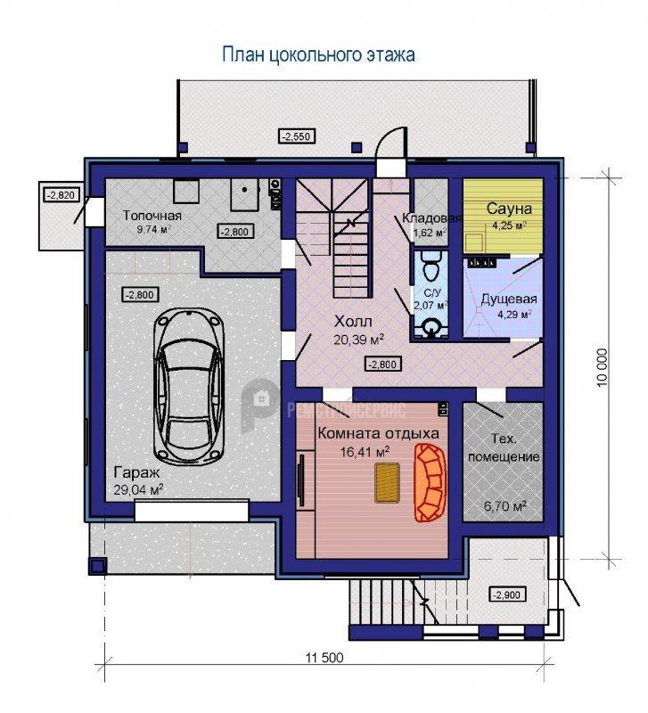 Планировка дома с гаражом