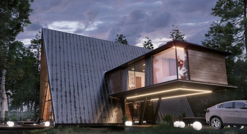 Быстровозводимый дом в стиле a-frame