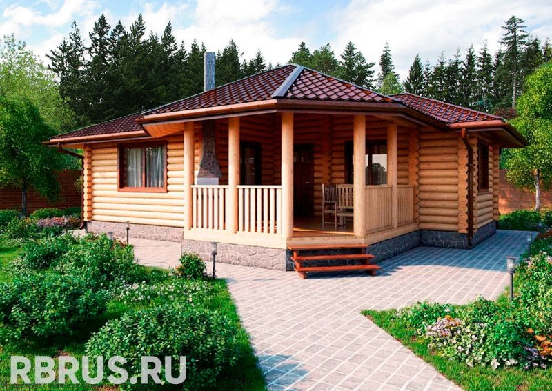 Деревянная баня с беседкой