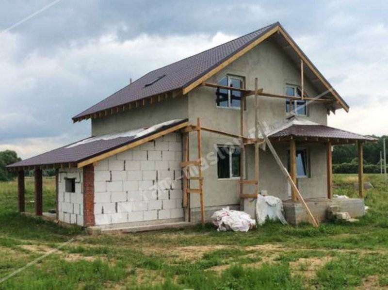 Пристрой из блоков к кирпичному дому