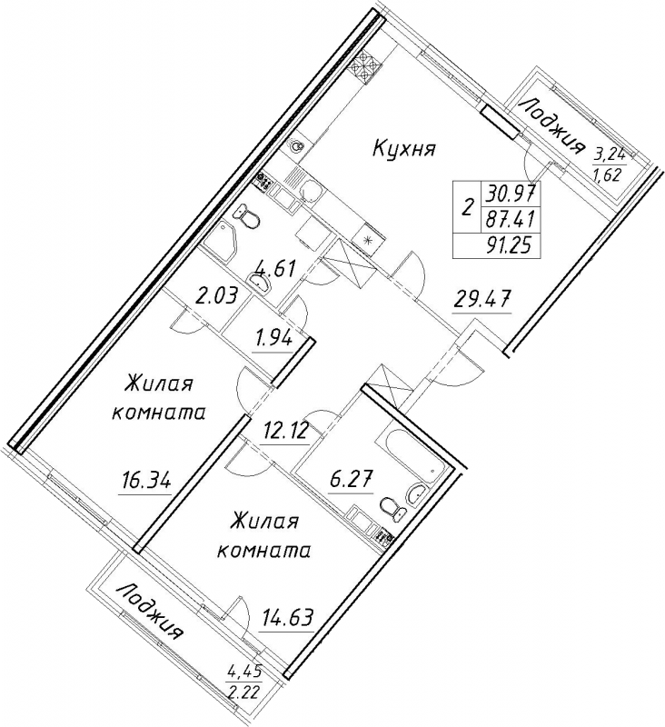 Интерьер кухни-гостиной в евротрешке