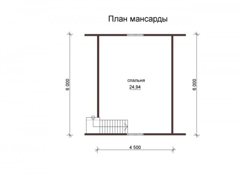 План каркасного дома 6х6