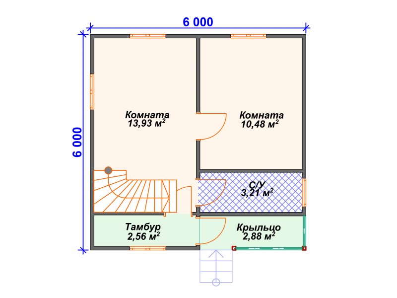 Проект каркасного домика 6 на 6