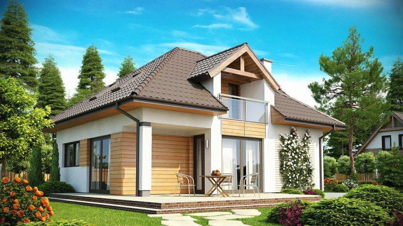 Дом с мансардой и террасой и гаражом 150м2