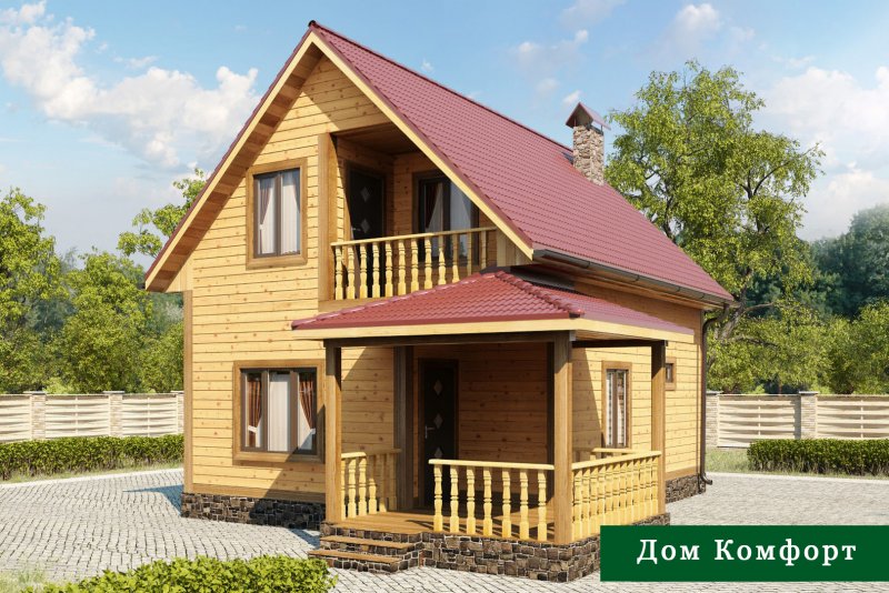 Дом каркасный 6на 8 с террасой